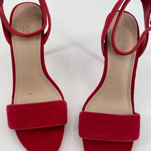 New SANDRO Nina suede sandals red 38 size 8 - Picture 4 of 12